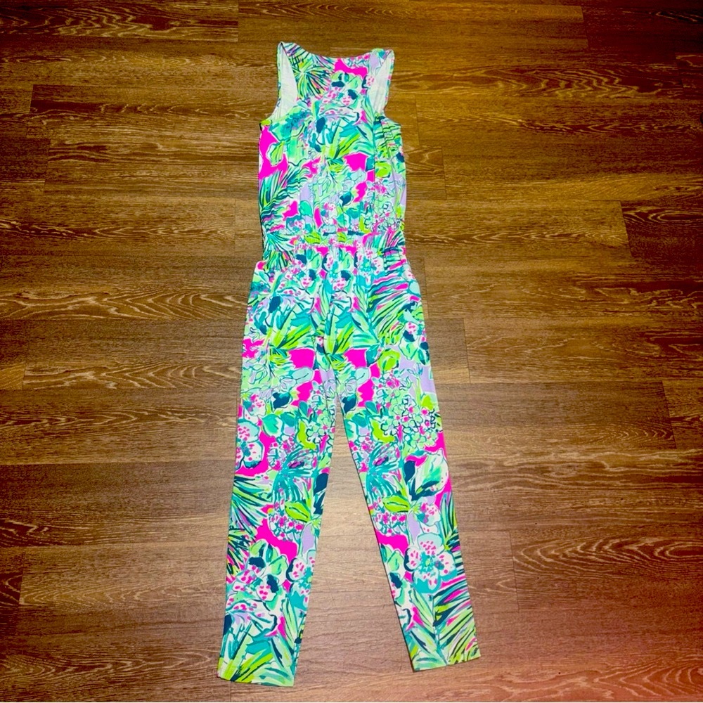 Lilly Pulitzer Pink and Green Jumpsuit Romper XS